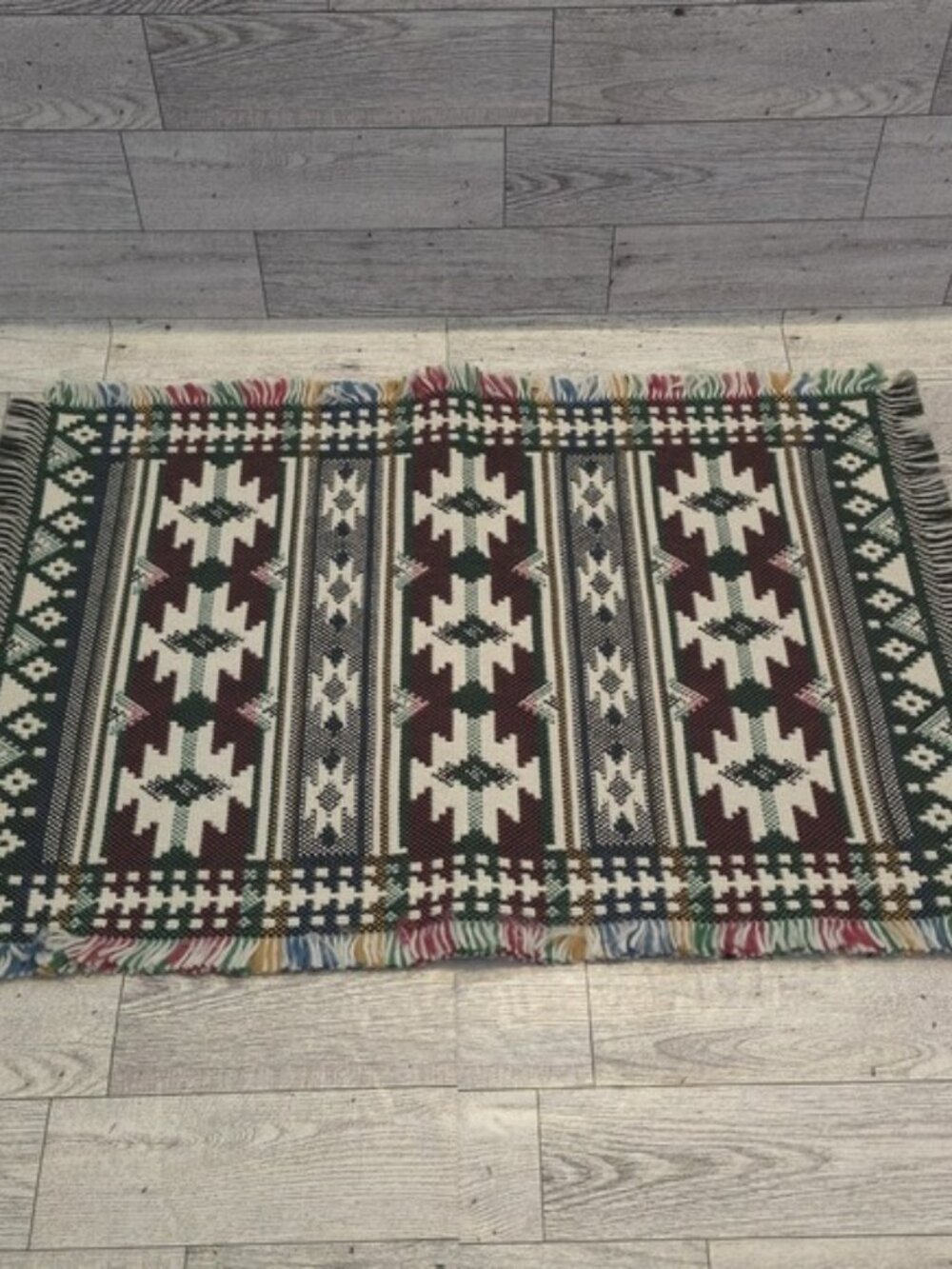 Set of 4 Southwestern Woven Placemats 21x13 Rustic Boho Farmhouse Fringe Cotton